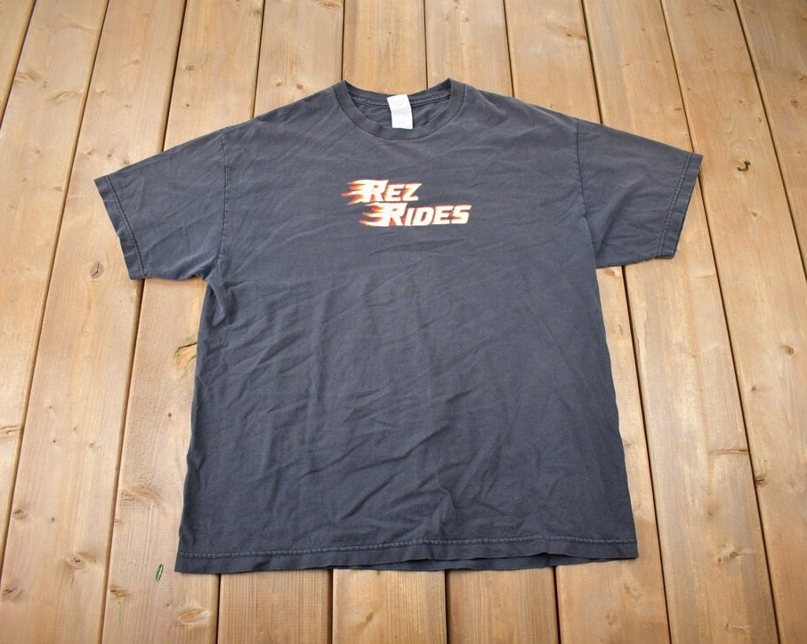 Vintage 2000s Rez Rides Black Graphic T Shirt