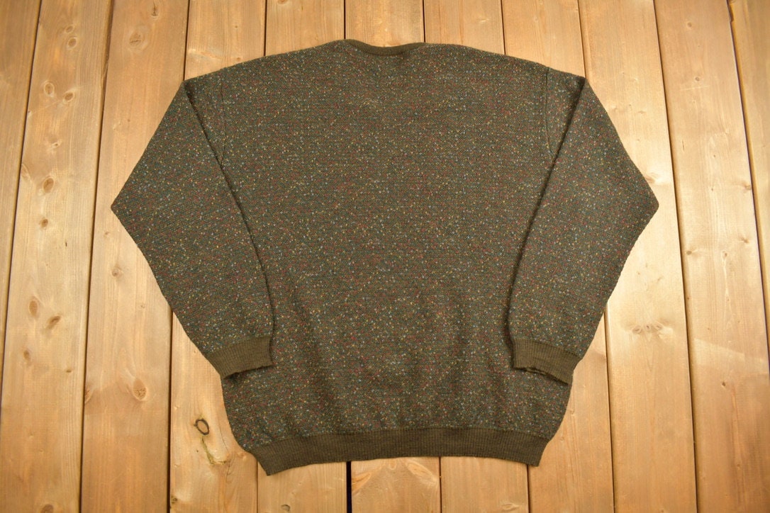 Vintage 1990s Tricots St Raphael Knit Brown Sweater  Vintage 90s Crewneck  All Over Pattern  Basic  Sweatshirt  Abstract Pattern