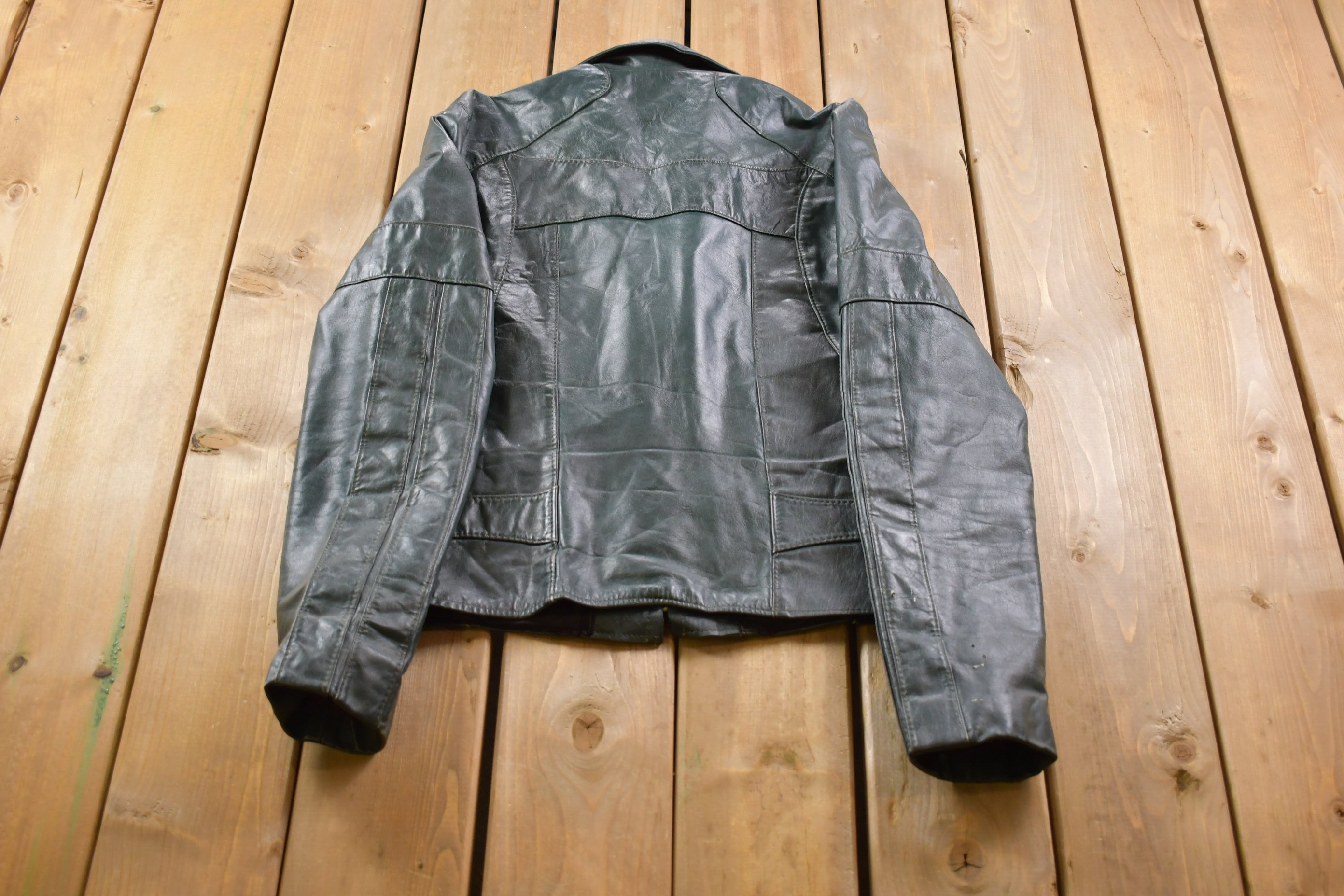 Vintage 1990s Genuine Leather Dark Green Jacket