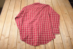 Vintage 1990s Plains Western Wear Plaid Button Up Shirt Size LT