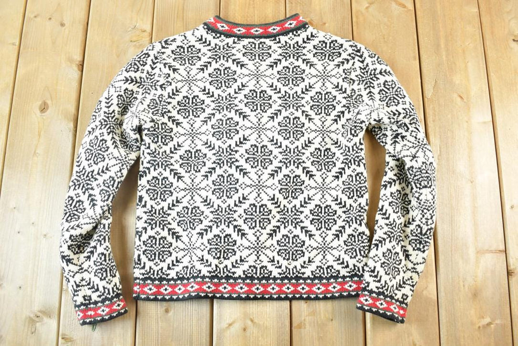 Vintage 1990s LL Bean Knit Abstract Pattern Crewneck Sweater Womens XS