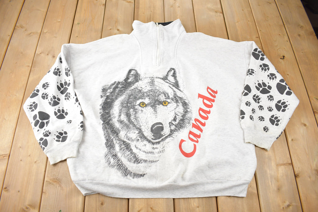 Vintage 1980s Canada Souvenir Quarter Zip Sweatshirt Made in Canada