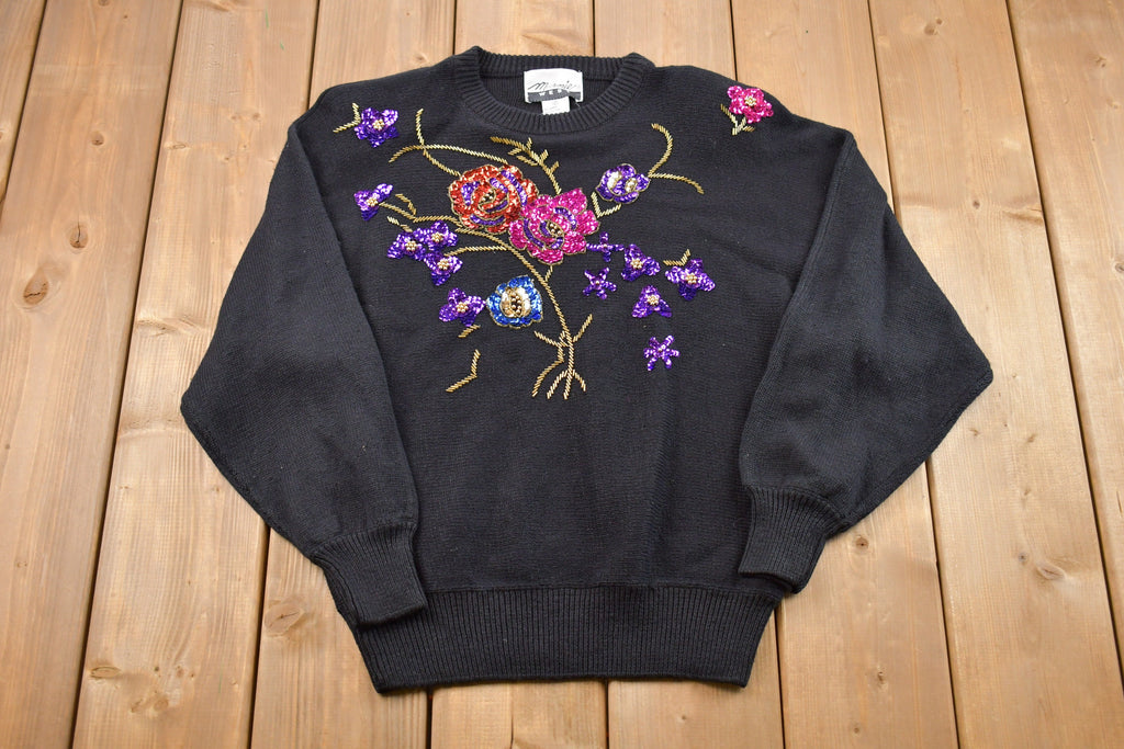 Vintage 1990s Floral Embroidered Knitted Sweater