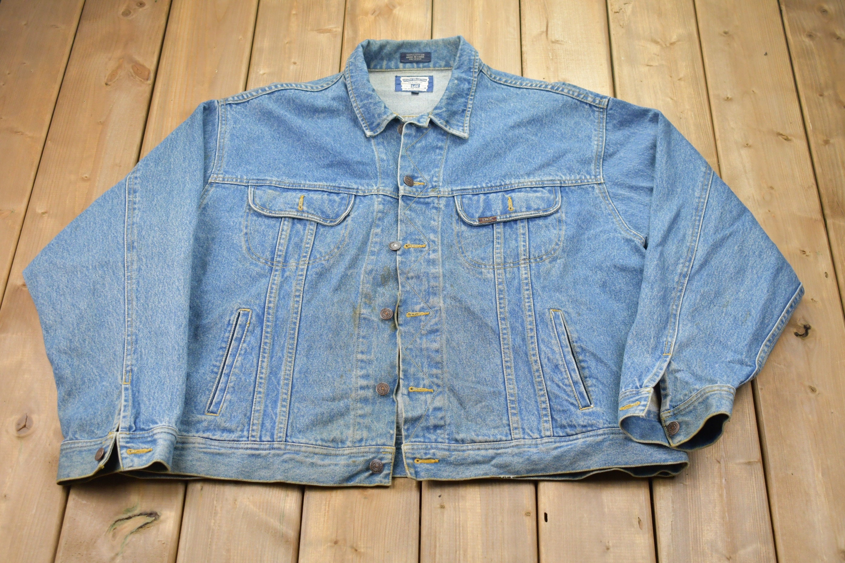 Vintage 1990s Lee Truck Parts Denim Jean Jacket