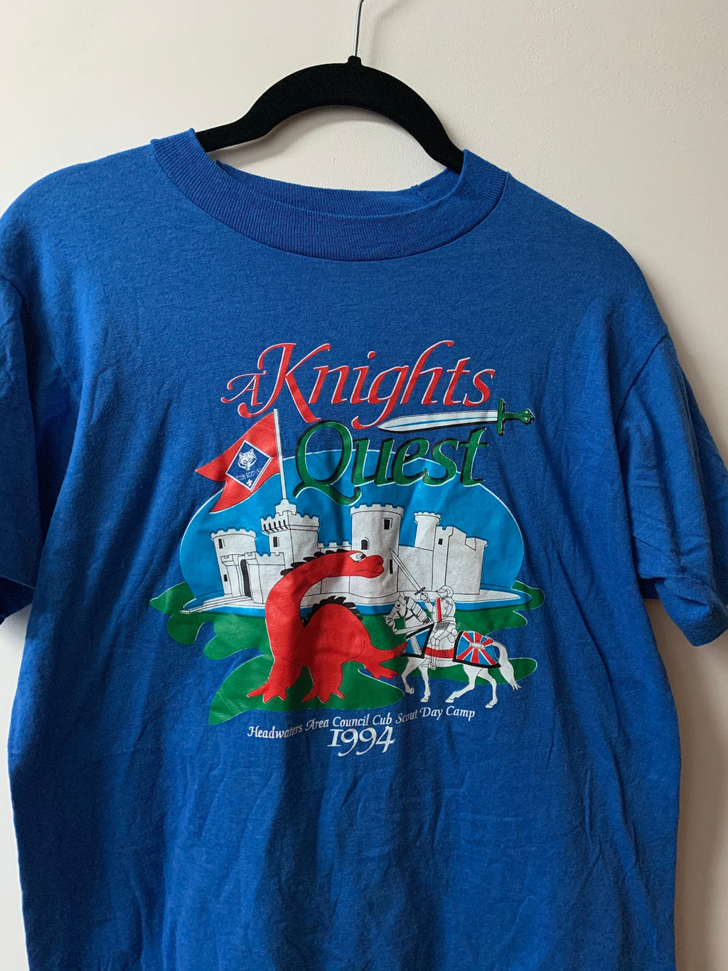 Vintage 1980s Knights Quest Headwaters Area Council Cub Scout Day Camp T Shirt