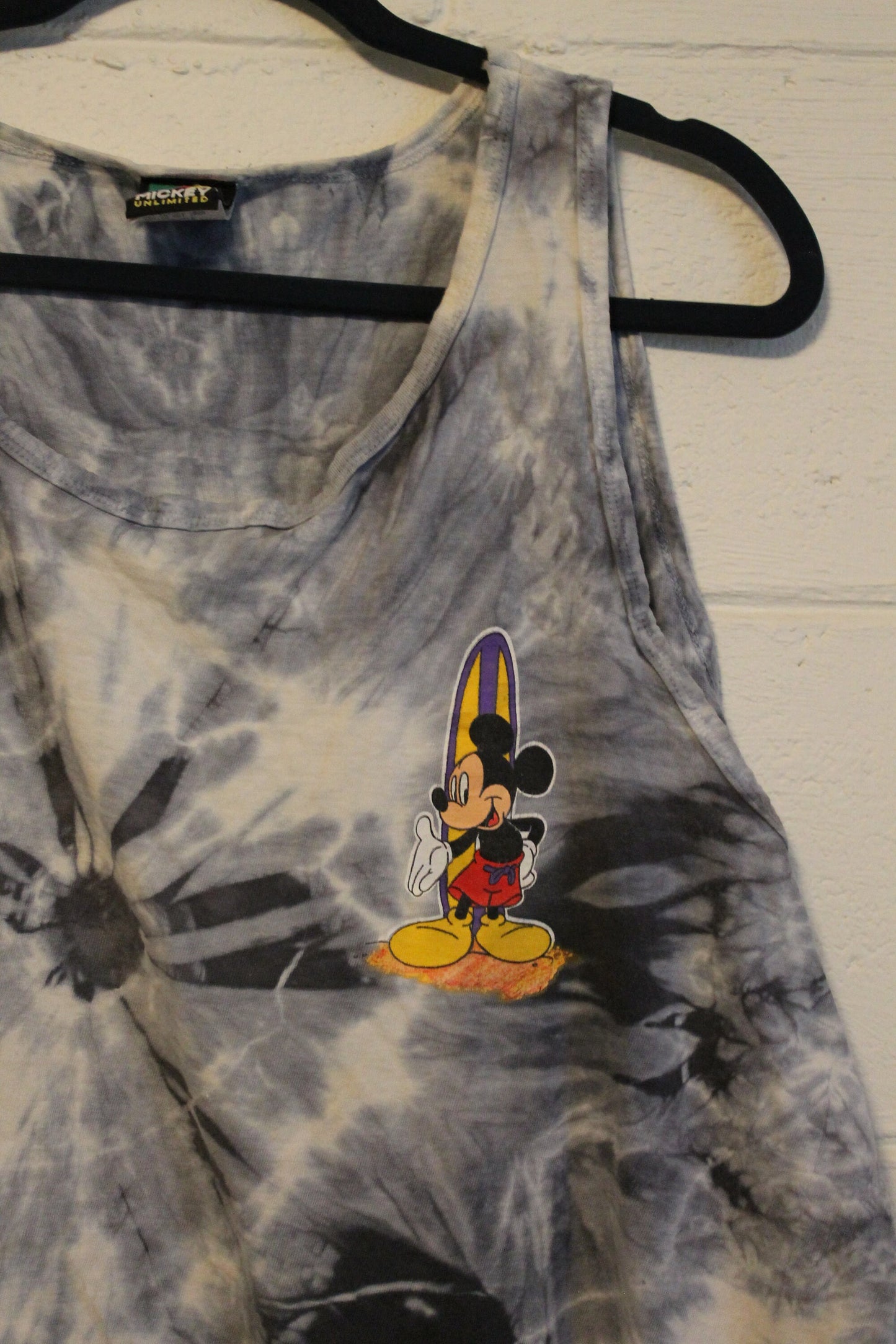 Vintage 1990s Disney Mickey Mouse Tie Dye Tank Top Shirt / Walt Disney World / Graphic Tee / 80s / 90s