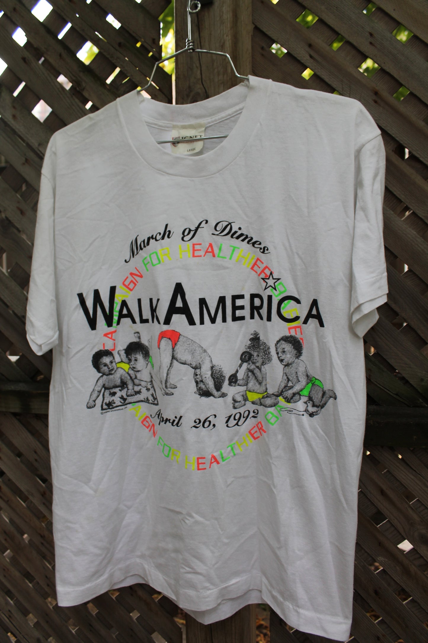 Vintage 1992 Walk America March Of Dimes T Shirt / 90s Vintage / Baby Graphic T-Shirt / Fundraiser Charity Print Tee / Made In USA