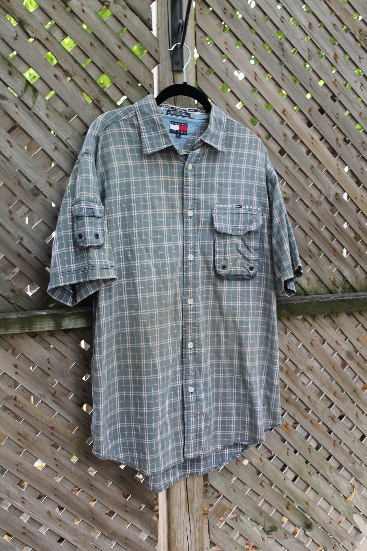 Vintage 1990S Tommy Hilfiger Tommy Jeans Button Up Plaid Shirt / Tommy Hilfiger / 90s / Utility Shirt / Vintage Button Up