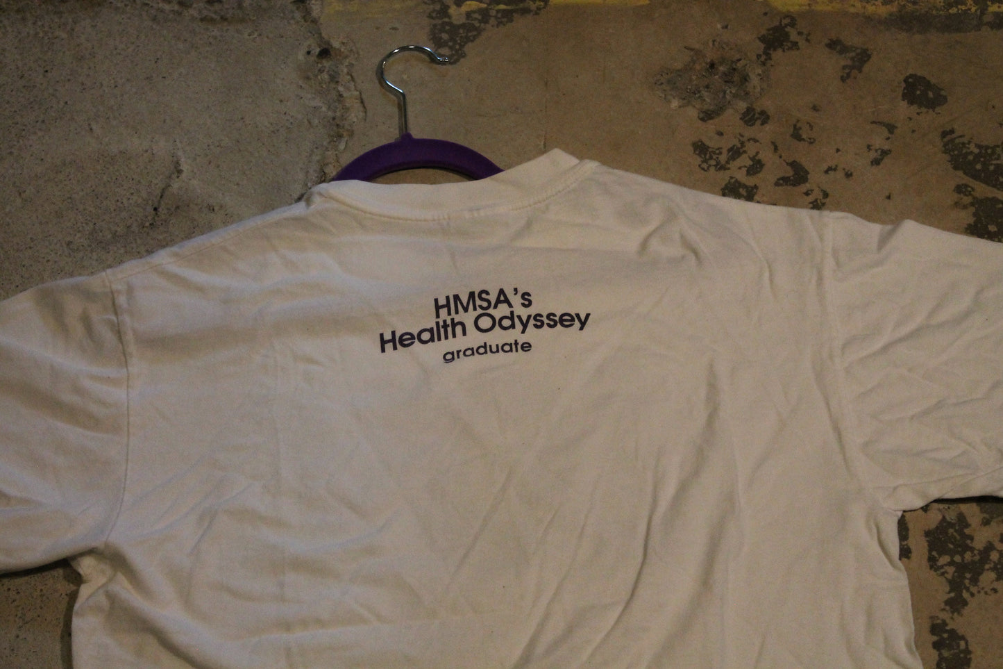 Vintage 1990s JOY Graphic T-Shirt / Joy Is / HMSA / Health Odyssey Grad / Box Logo Shirt / White Tee