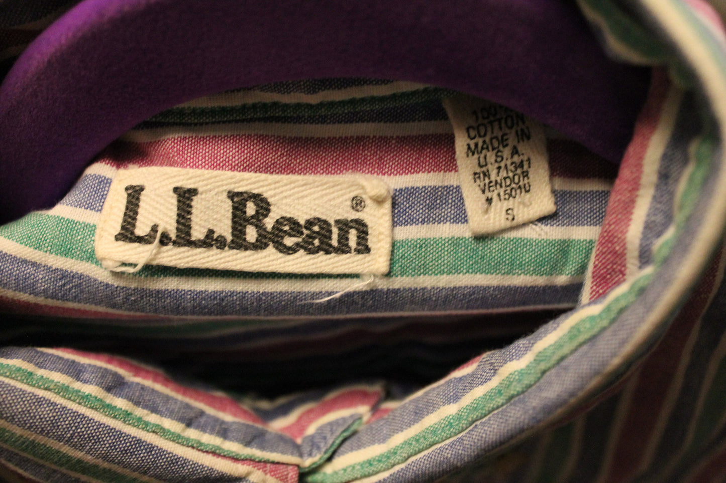 Vintage 1990s LL Bean Button Up Striped Shirt / L.L Bean / Striped T-Shirt / 80s 90s Pattern / Made In USA