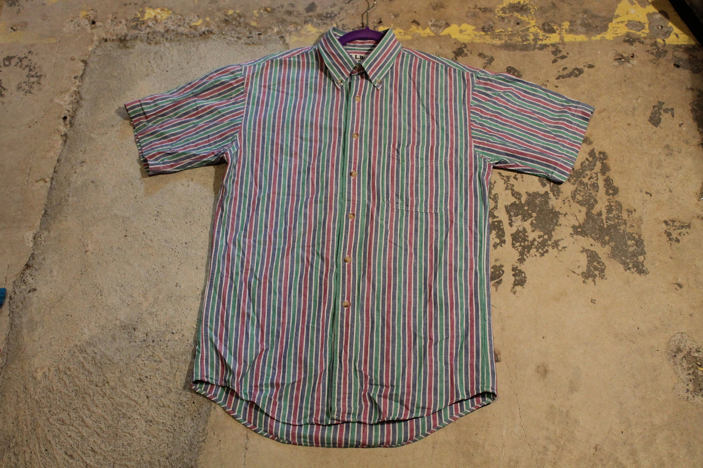 Vintage 1990s LL Bean Button Up Striped Shirt / L.L Bean / Striped T-Shirt / 80s 90s Pattern / Made In USA