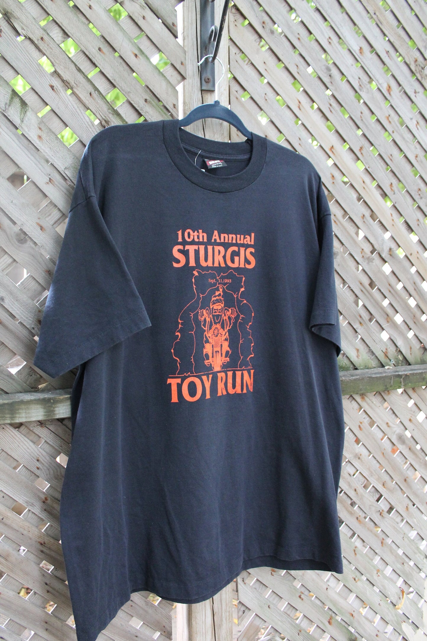 Vintage 1993 10th Annual Sturgis Toy Run T-Shirt / 90s Motorcycle Graphic / Made In USA / Single Stitch / Biker Tee