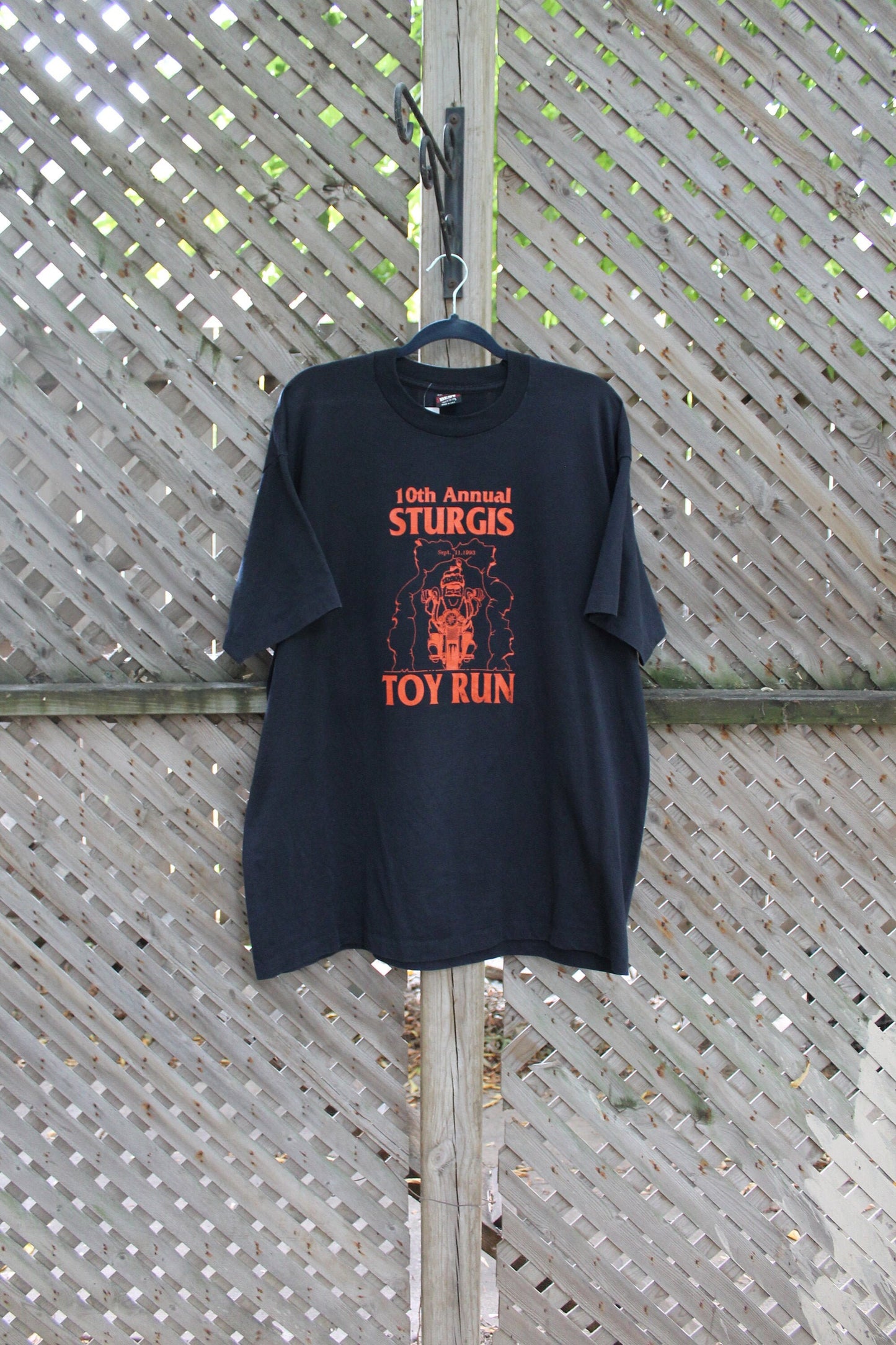 Vintage 1993 10th Annual Sturgis Toy Run T-Shirt / 90s Motorcycle Graphic / Made In USA / Single Stitch / Biker Tee