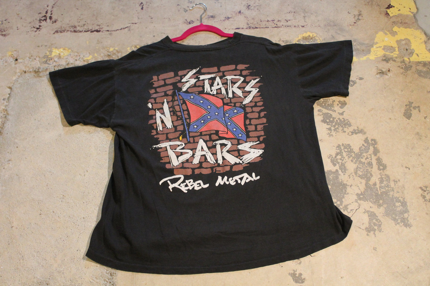 Vintage 1990s Stars N Bars Rebel Metal Graphic T Shirt / Band Tee / 80s / 90s / Made In France