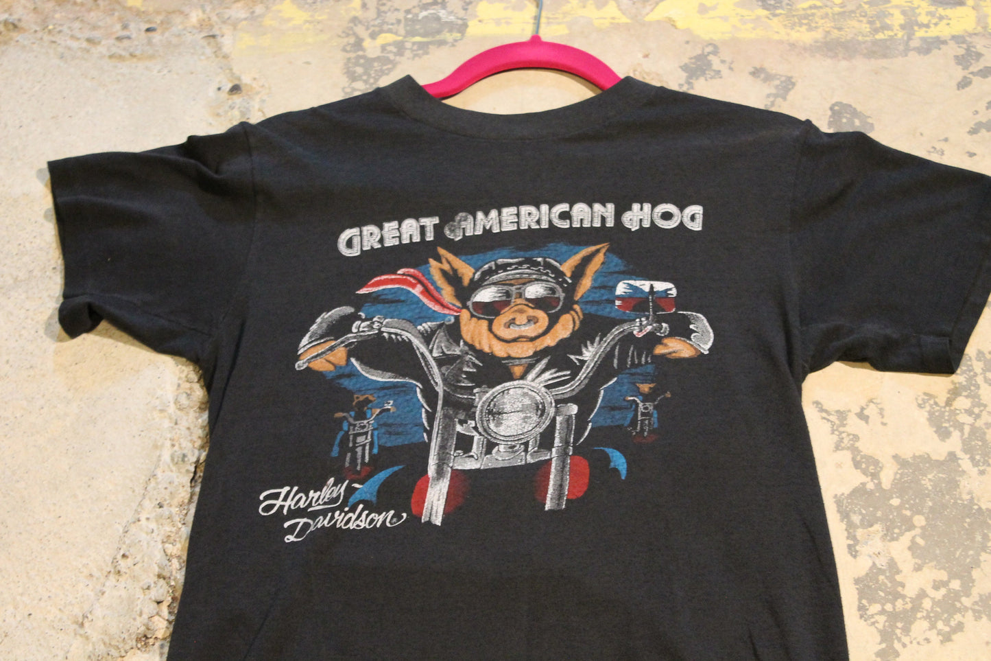 Vintage 1986 Harley Davidson Great American Hog T-Shirt / Made In USA / Biker Tee / Single Strith / 1986