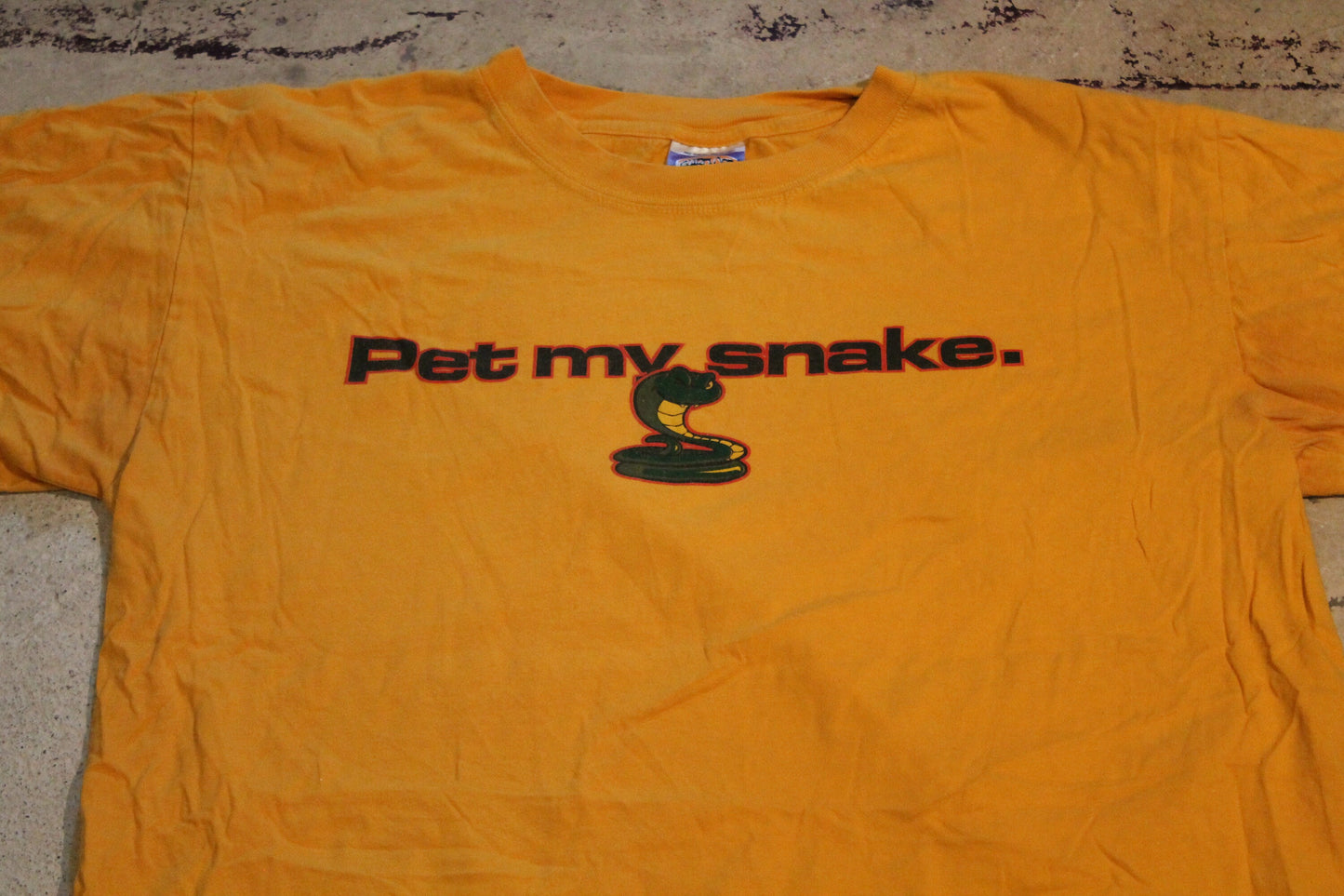 Vintage 1990s Pet My Snake Graphic T Shirt / Yellow / Animal / Snake Graphic / Funny Vintage Shirt / Comedy