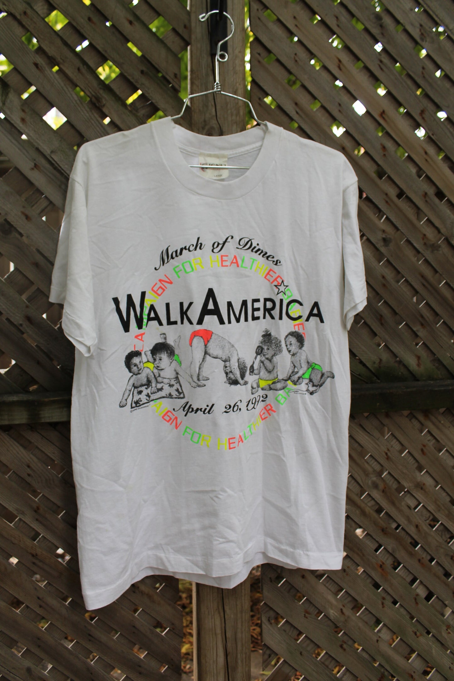 Vintage 1992 Walk America March Of Dimes T Shirt / 90s Vintage / Baby Graphic T-Shirt / Fundraiser Charity Print Tee / Made In USA