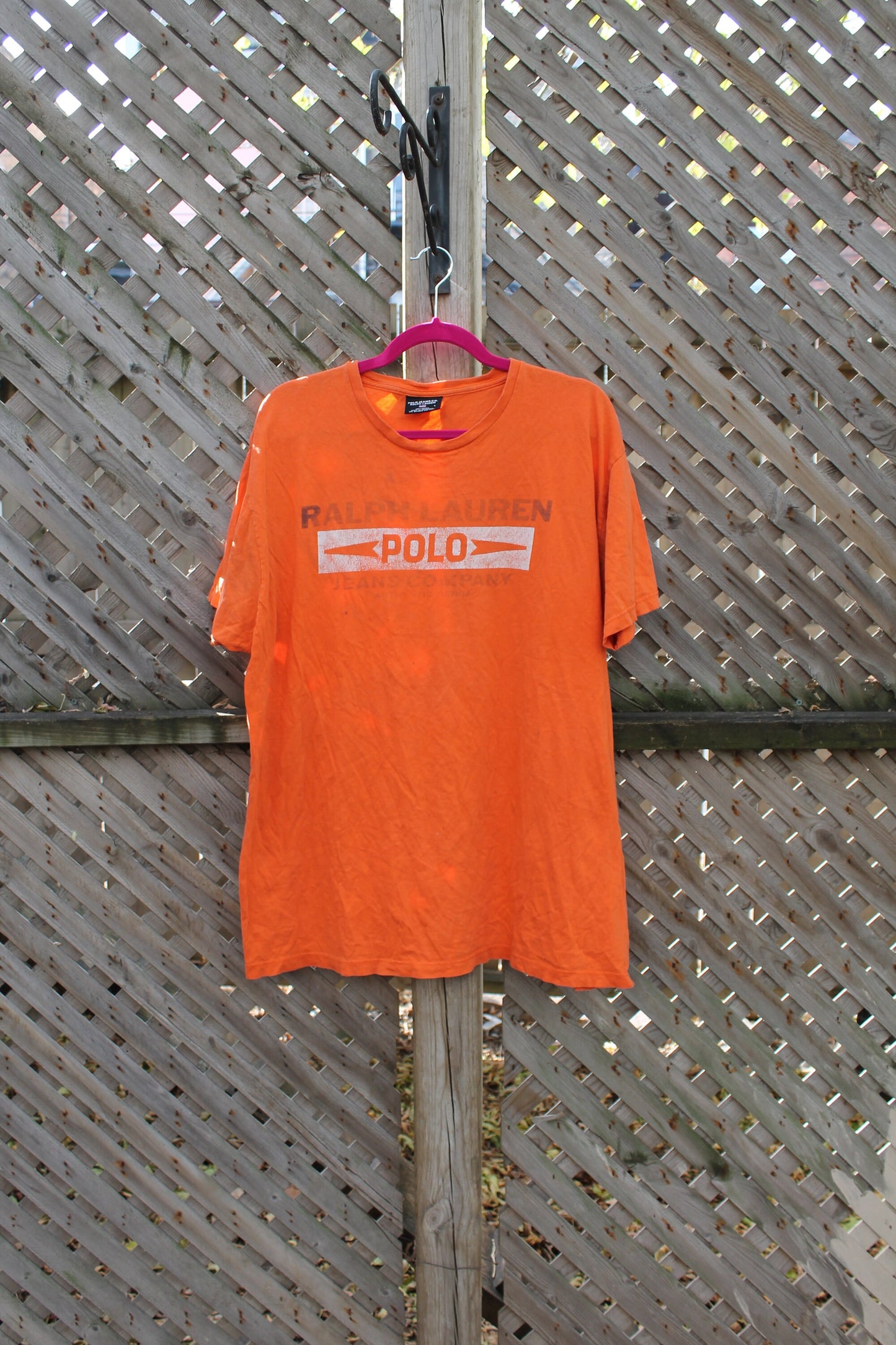 Vintage 1990s Polo Ralph Lauren Graphic T Shirt / Vintage Ralph Lauren / Streetwear / Orange T Shirt / 90s Polo / Polo Jeans Co