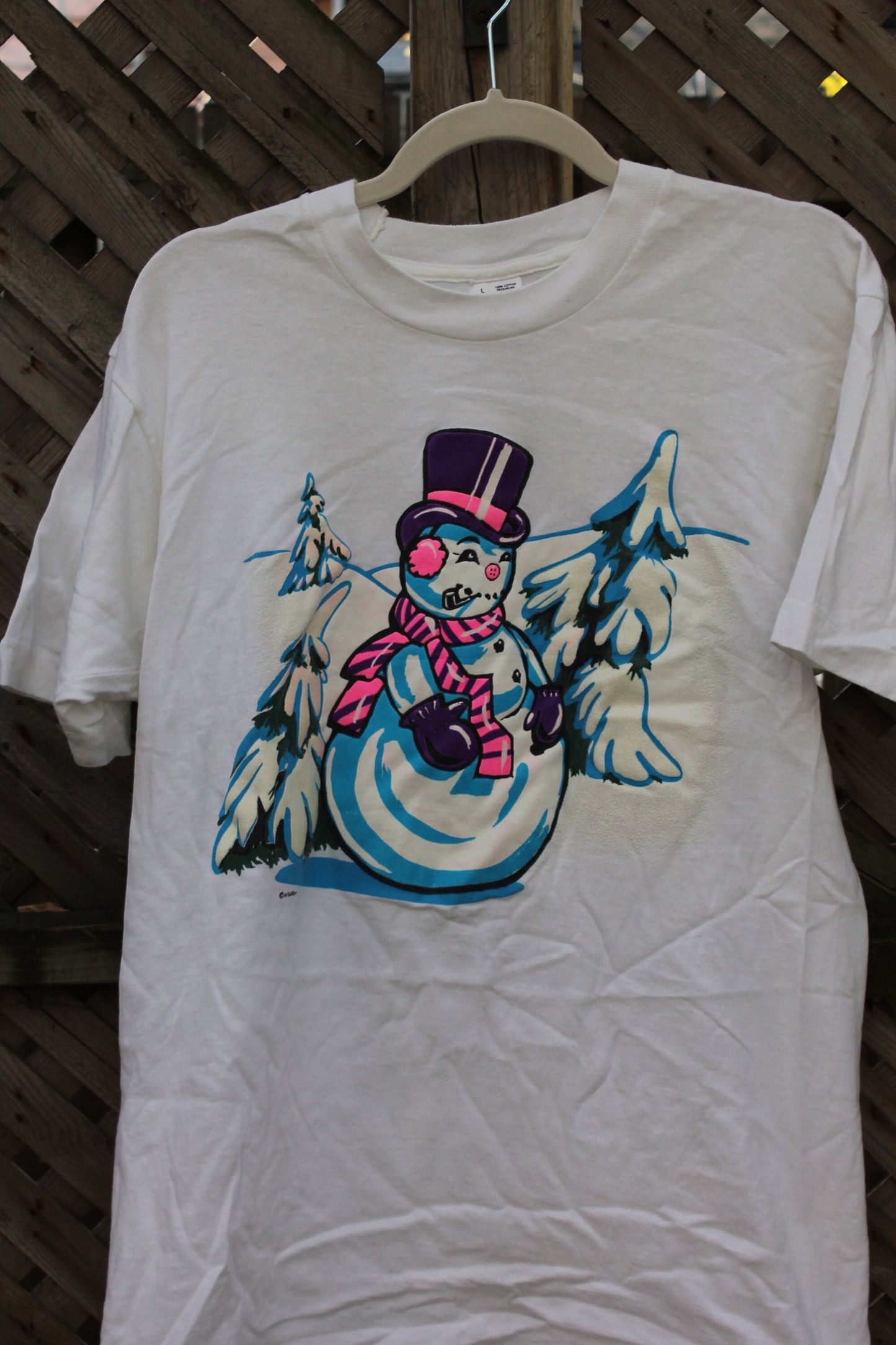 Vintage 1990s Winter Snowman Graphic T Shirt / Snowman Tee / Cute T Shirt / 80s / 90s / Streetwear / Outdoors / Made In USA