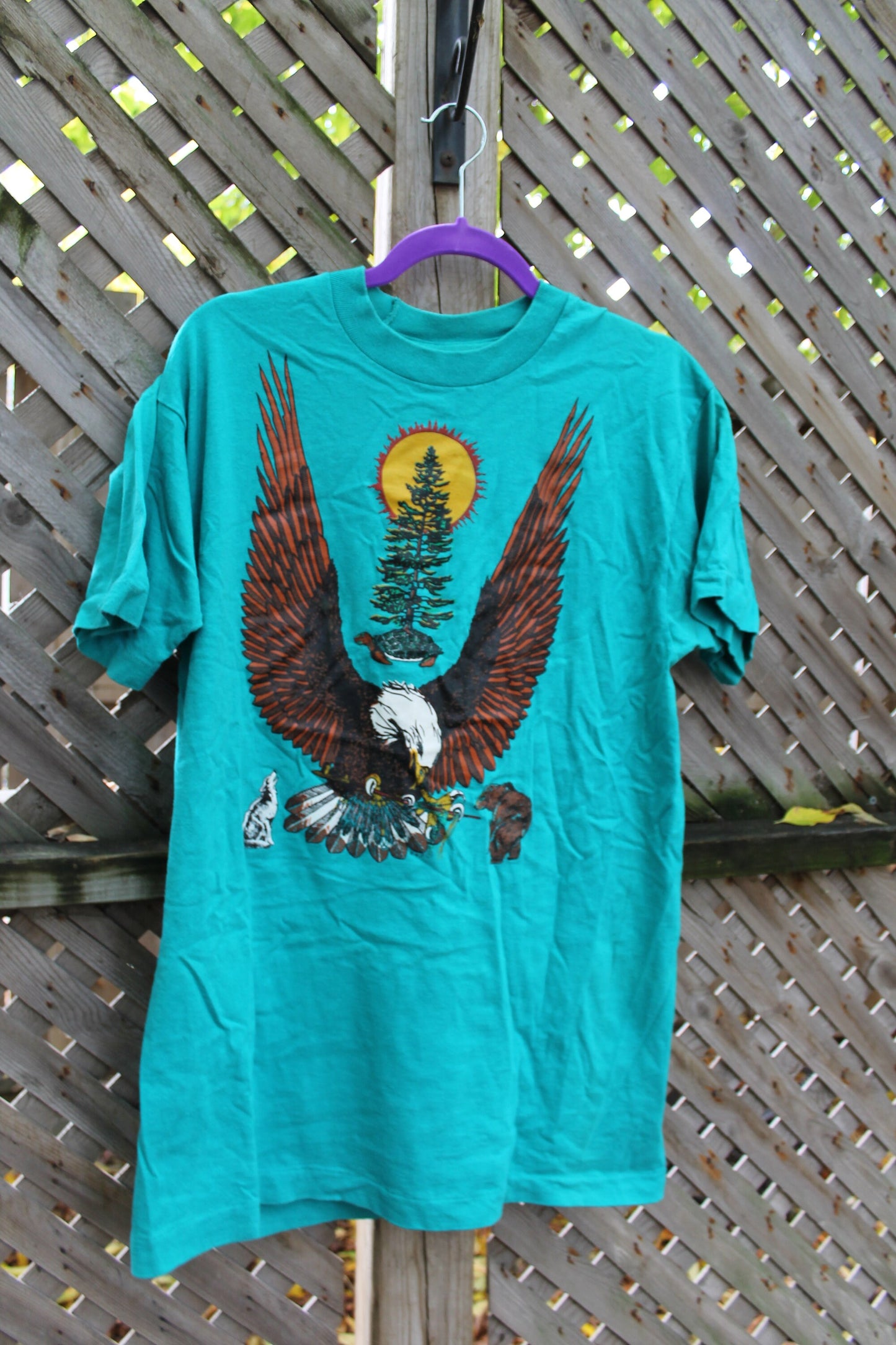 Vintage 1990s The Peacemaker American Wilderness Theme T-Shirt / Bald Eagle / Single Stitch / Made In USA