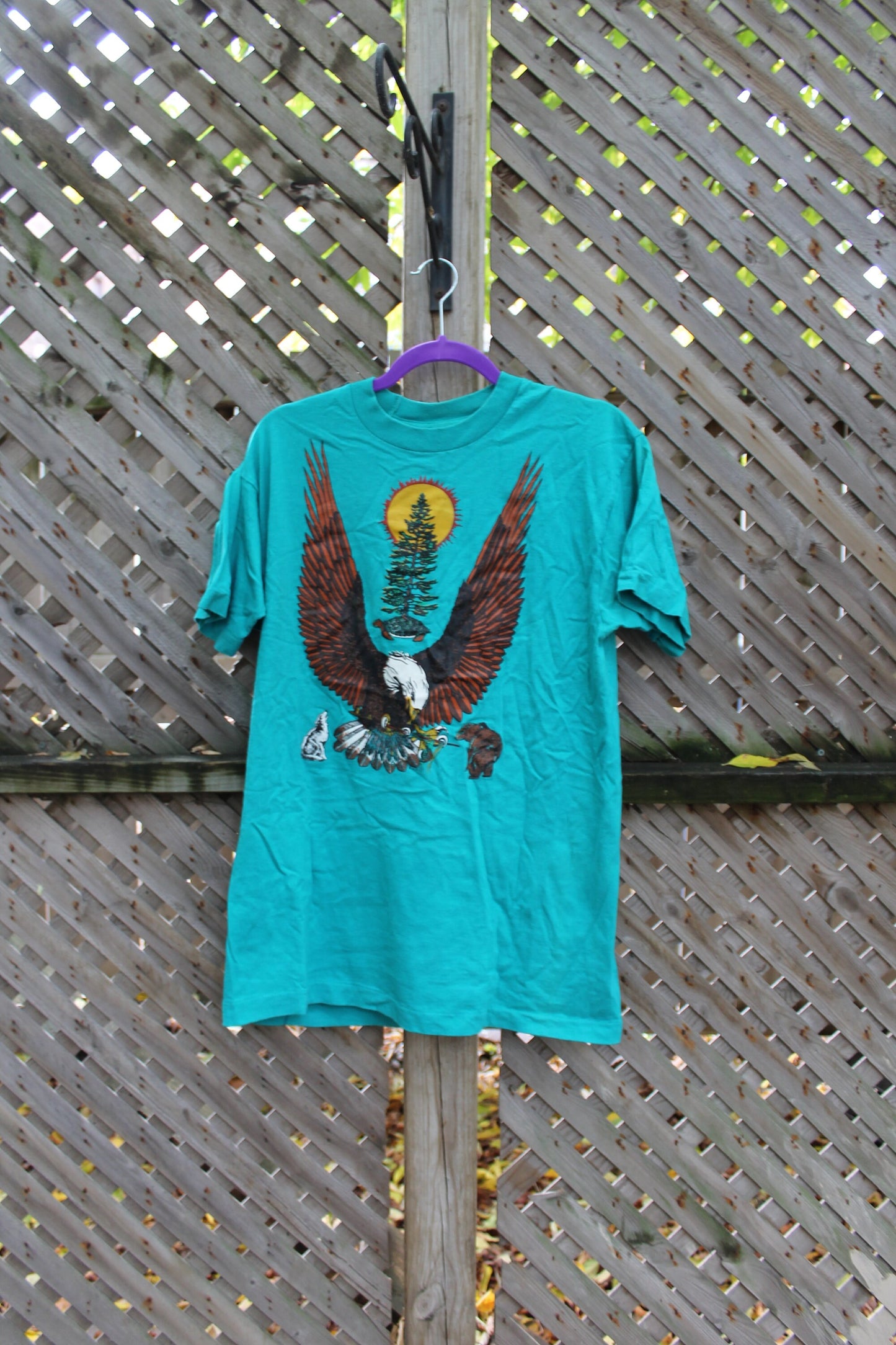 Vintage 1990s The Peacemaker American Wilderness Theme T-Shirt / Bald Eagle / Single Stitch / Made In USA