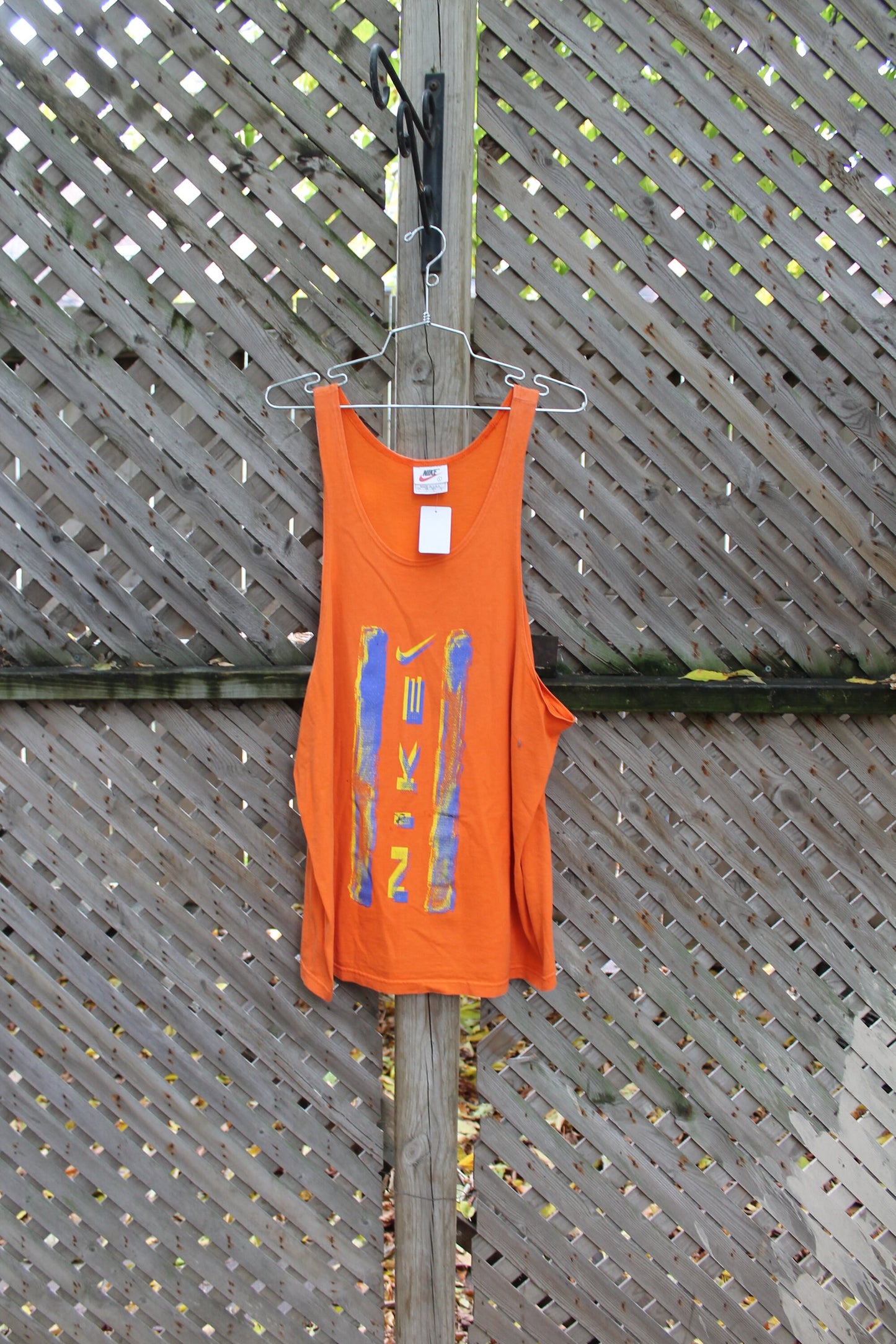 Vintage 1990s Orange Nike Tank Top Shirt / Made In USA / Nike Basketball Tank Top / Sportswear Graphic Tee / 80s / 90s