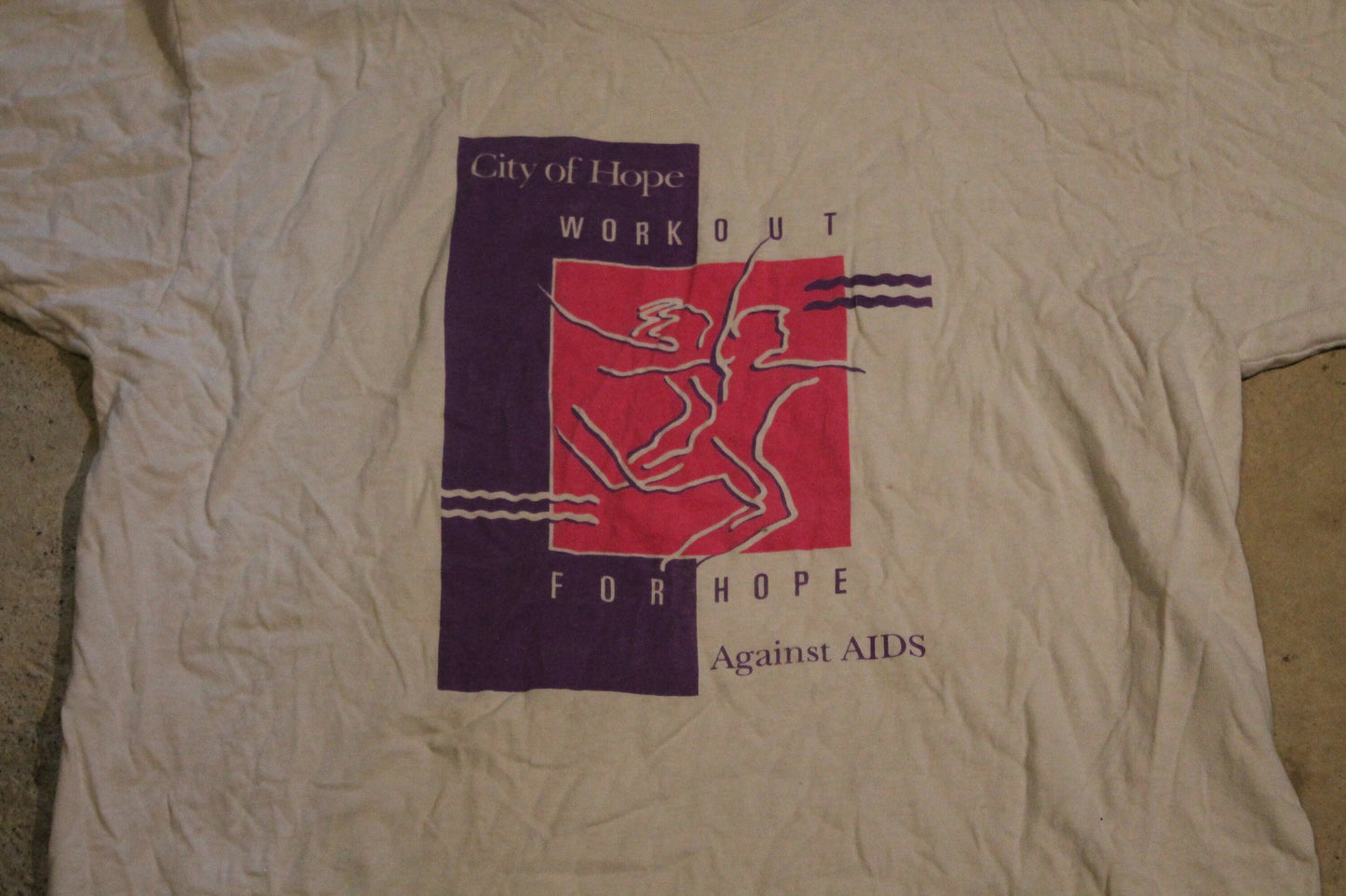 Vintage 1990s City Of Hope Workout For Hope Against Aids / Fitness T-Shirt / 90s / Made In USA / Graphic Tee