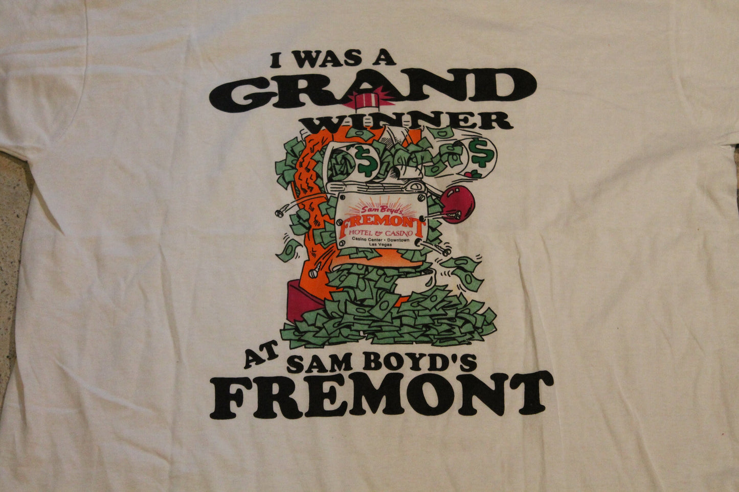 Vintage 1990s I Was A Grand Winner At Sam Boyd's Fremont T-Shirt / Casino Promo / Gambling Graphic / Made In USA / Jackpot Print