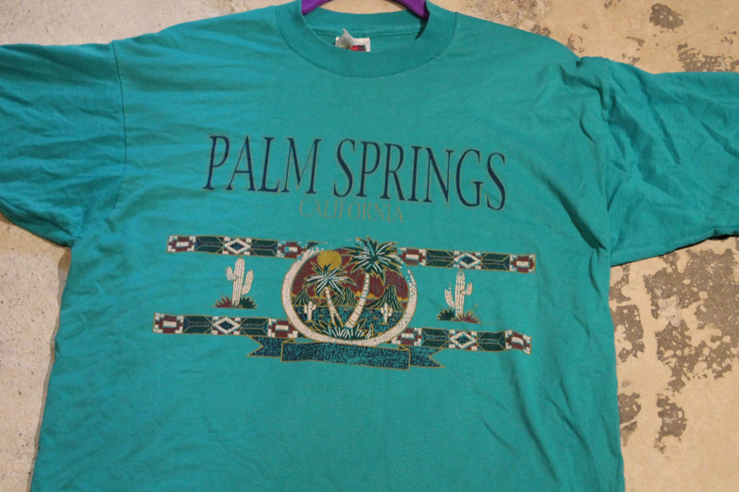 Vintage 1990s Palm Springs California Souvenir T Shirt / Vintage Travel T-Shirt / Aztec Pattern / Southwestern / Desert Graphic