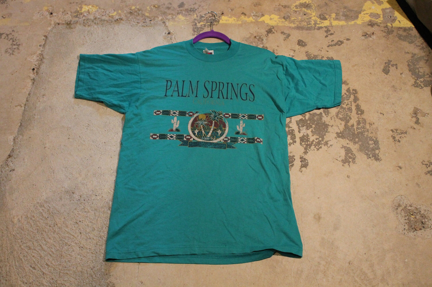 Vintage 1990s Palm Springs California Souvenir T Shirt / Vintage Travel T-Shirt / Aztec Pattern / Southwestern / Desert Graphic