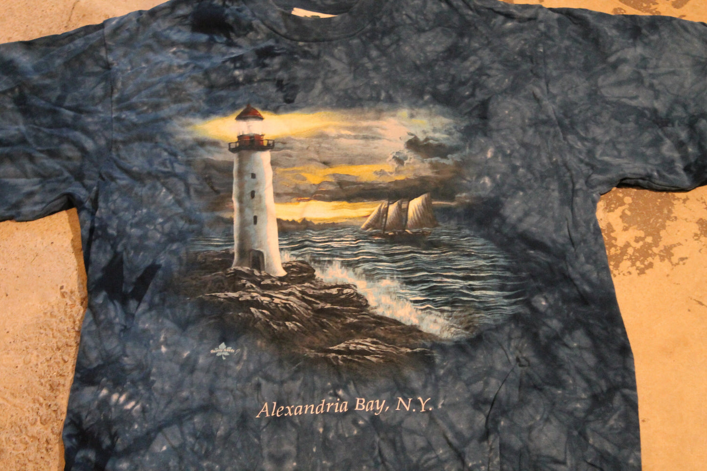 Vintage 1990s Alexandria Bay New York Tie Dye T-Shirt / Lighthouse Graphic / Sea / Lighthouse T Shirt / Souvenir