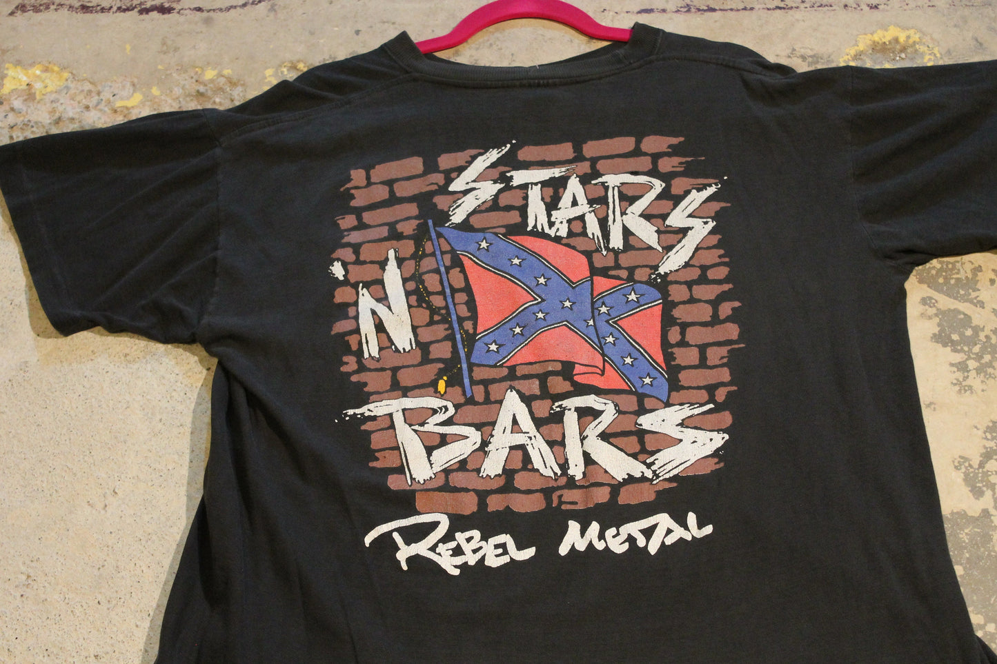 Vintage 1990s Stars N Bars Rebel Metal Graphic T Shirt / Band Tee / 80s / 90s / Made In France