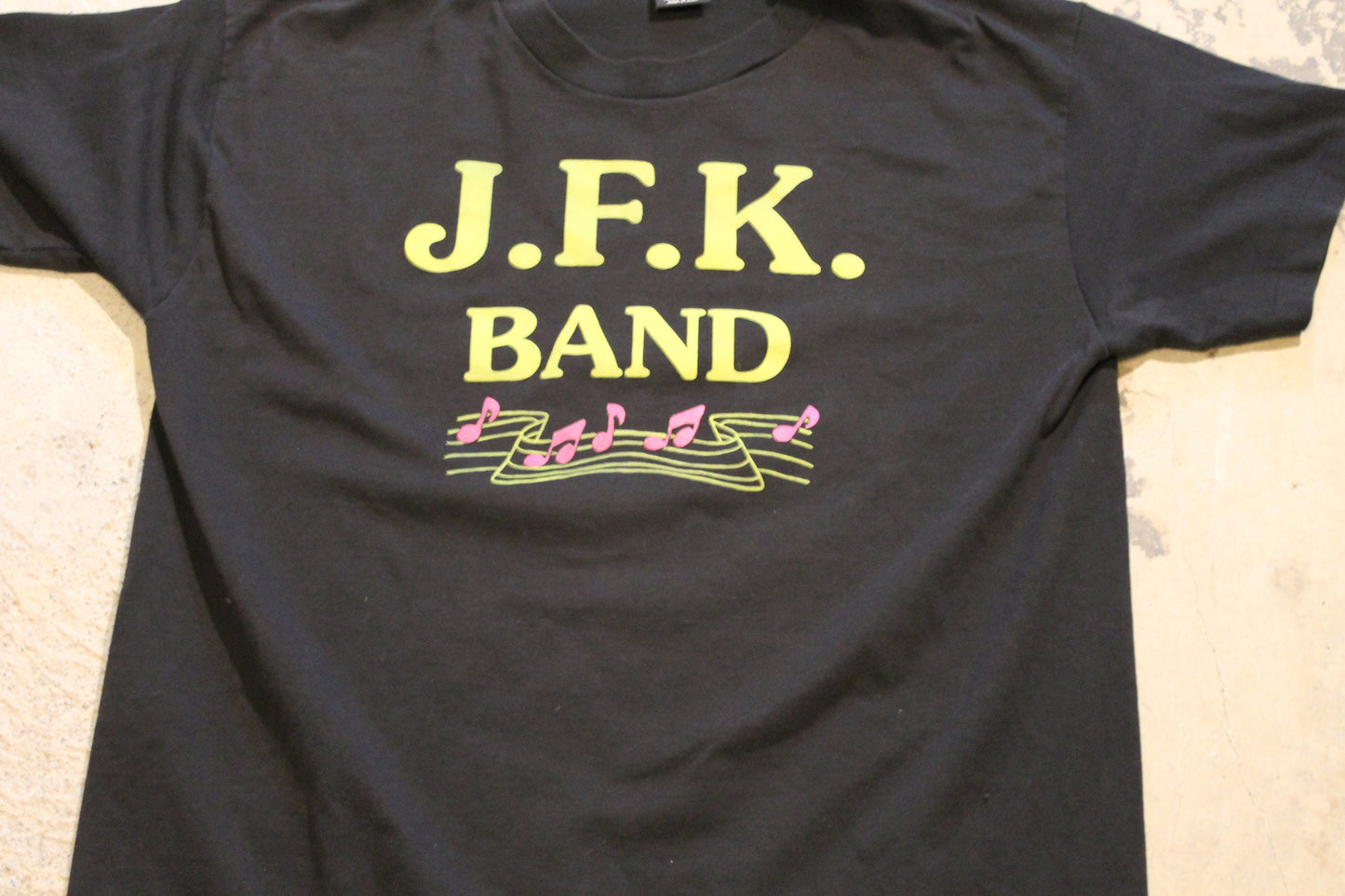 Vintage 1990s J.F.K Band T-Shirt / Music Note / Single Stitch / 80s / 90s / Streetwear Fashion / Made In USA