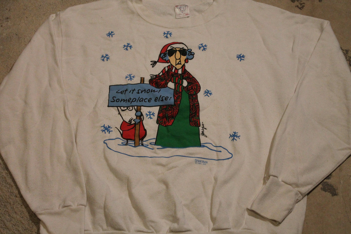 Vintage Anti Winter Funny Crewneck Sweater  , Let It Snow Someplace Else! , Winter Wear , Festive Graphic Print , Made In USA / BS4