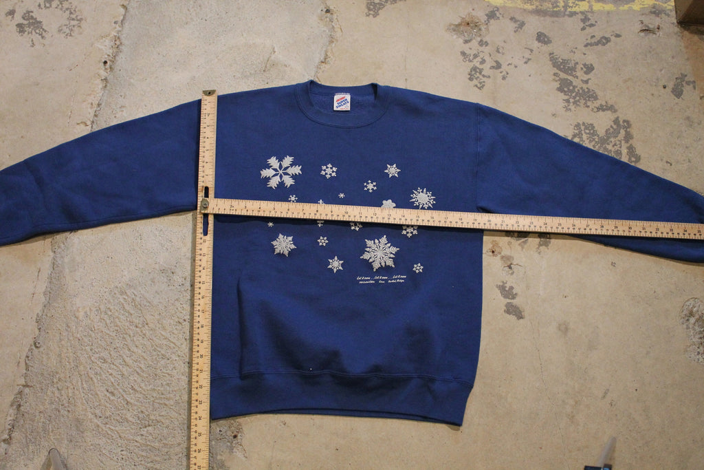 Vintage 1990s "Let It Snow" Winter Graphic Sweater , 90s Holiday Crewneck , Snowflakes , Winter Wear , Festive Graphic, Made In USA