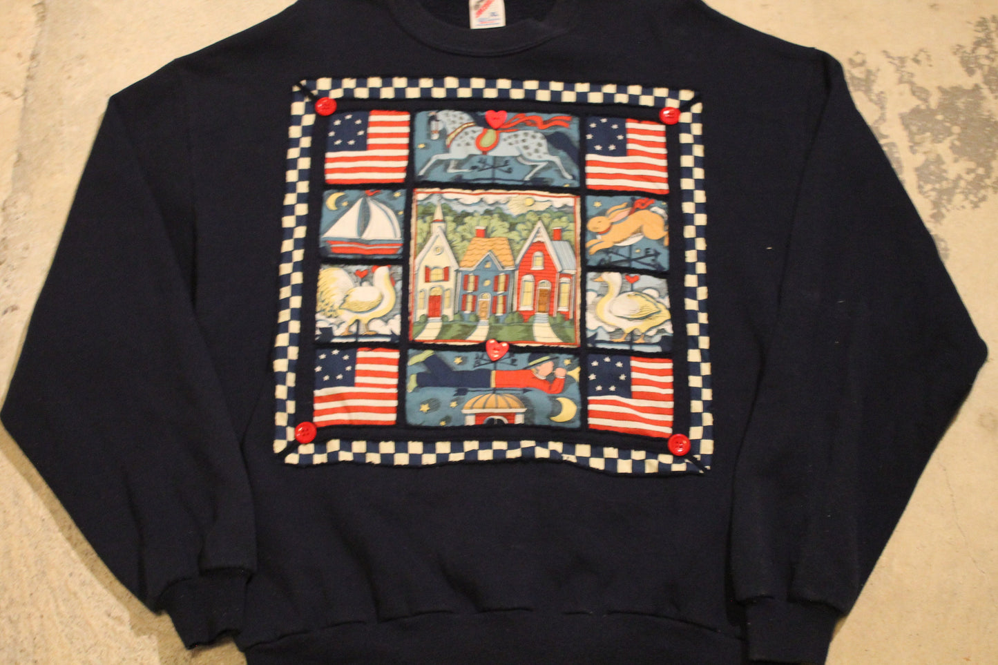 Vintage 1990s American Flag Graphic Crewneck Sweatshirt