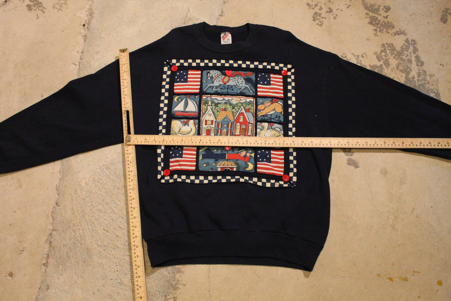 Vintage 1990s American Flag Graphic Crewneck Sweatshirt