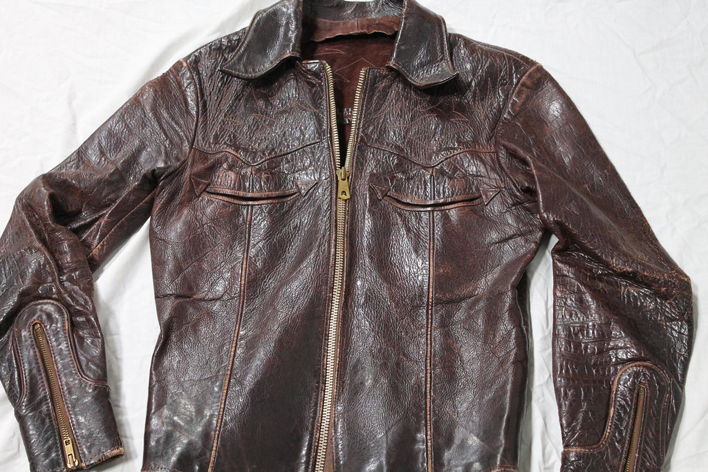 Vintage 1970s East West Musical Instruments Leather Motorcycle Jacket