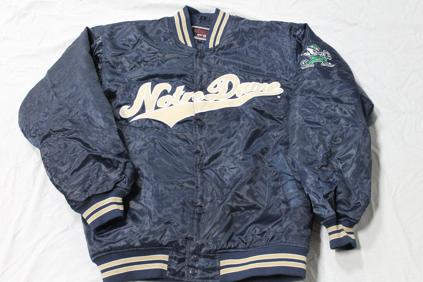 Vintage 1990s University Of Notre Dame Fighting Irish Varsity Bomber Jacket / Athletic Winter Sportswear / Streetwear / Colosseum Coat