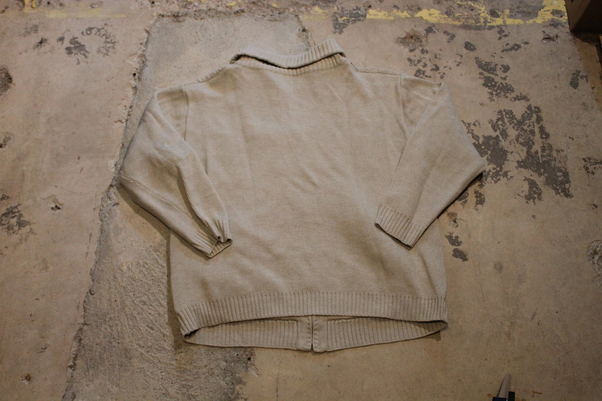 Vintage 1990s 3D Cable Knit Full Zip Sweater