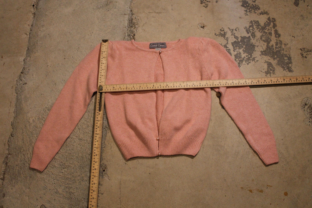 Vintage 1990s Light Pink Women's Silk Knit Cardigan Sweater
