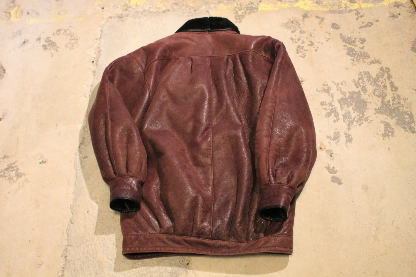 Vintage 1980s Wolff Of Canada Shearling Leather Coat / Leather Coat / Winter Outerwear / Streetwear Fashion / Retro Style / Button Up Jacket