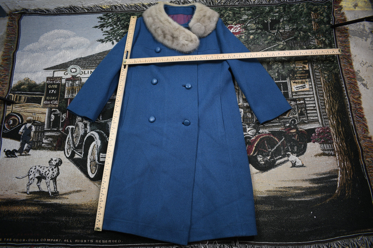 Vintage 1950s Blue Wool Overcoat