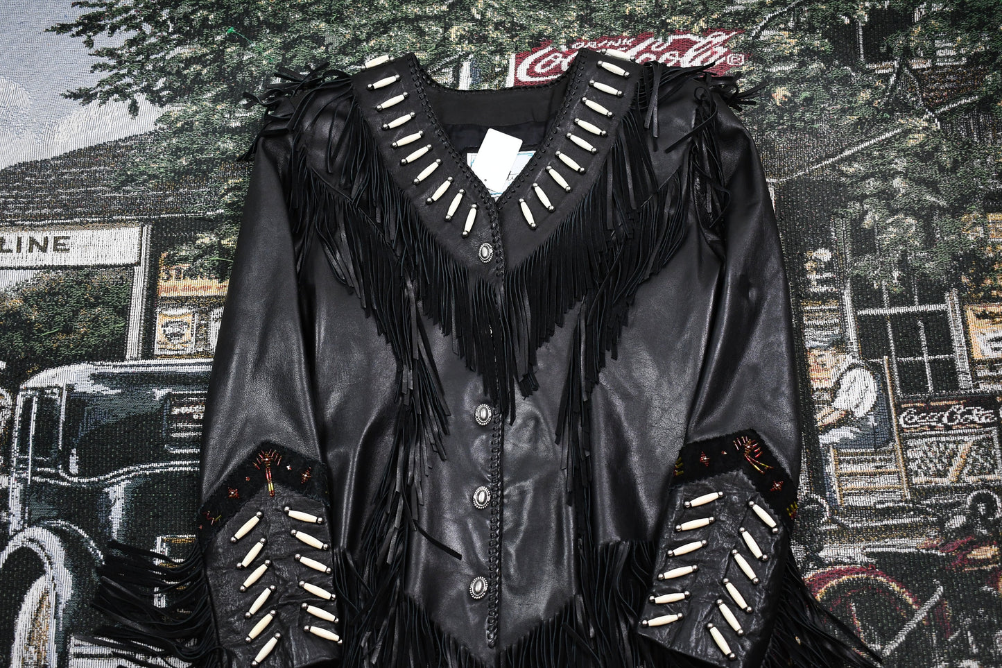 Vintage 1980s Arturo Design Leather Fringe Jacket / Fringe Coat / Western Style / Streetwear / Beaded / Burray Olson / Made In Mexico