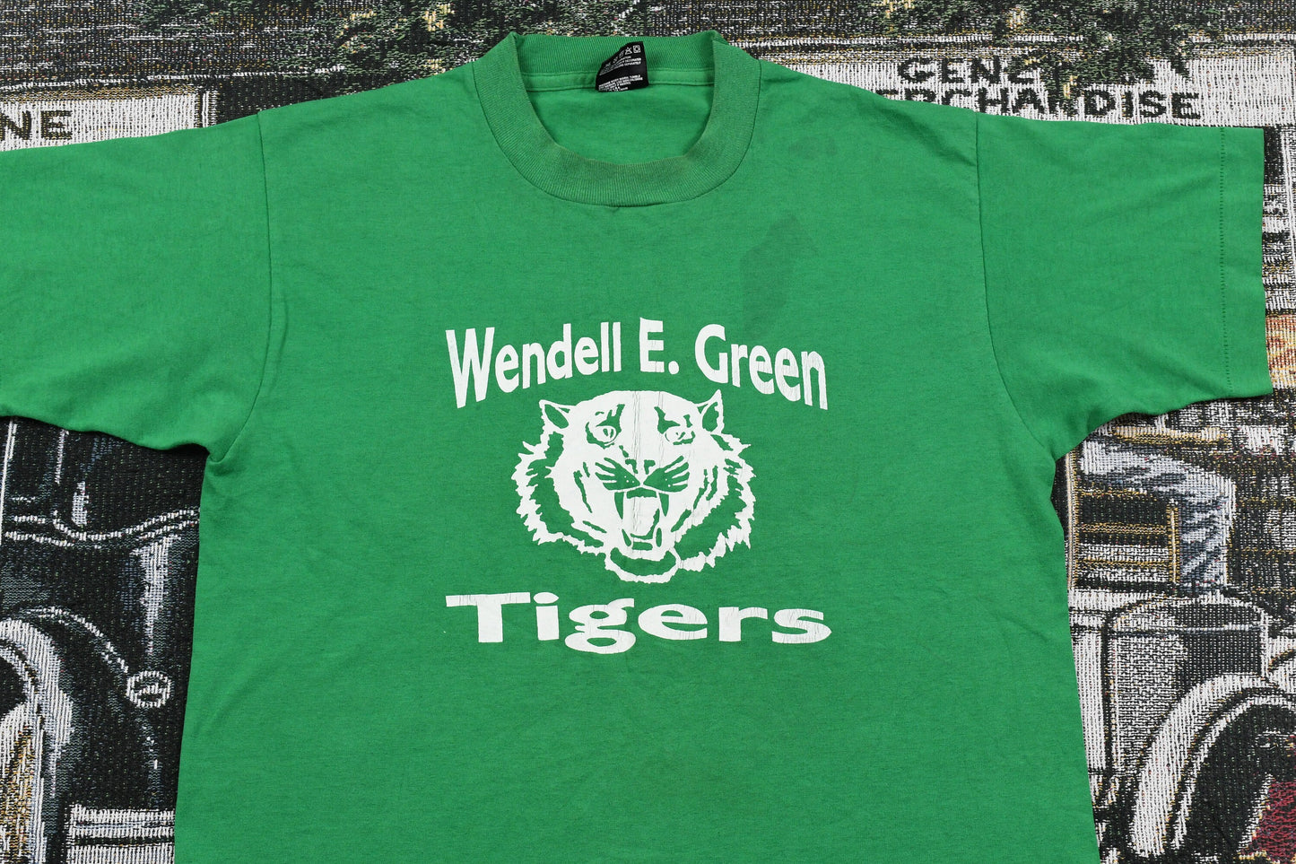 Vintage 1990s Wendell E. Green Tigers T-Shirt / Tiger Mascot / Varsity Graphic / Streetwear Fashion / Made In USA / Single Stitch