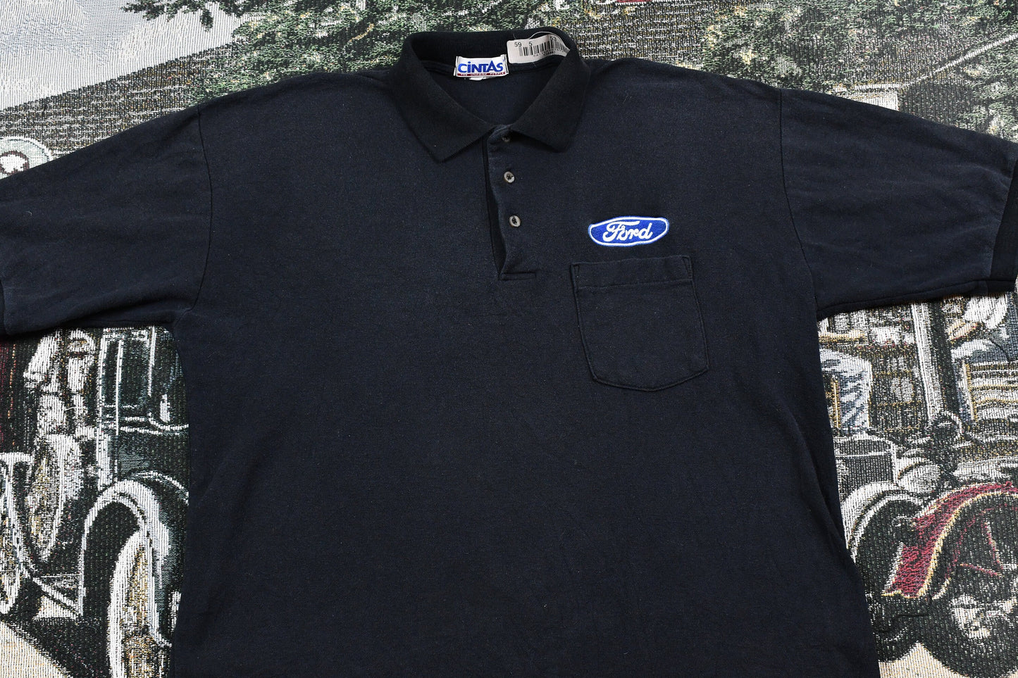 Vintage 1990s Ford Motors Automotive Polo T-Shirt / Quarter Button Up / 90s Casual Sportswear / Golf Shirt / Formal Wear / Cintas