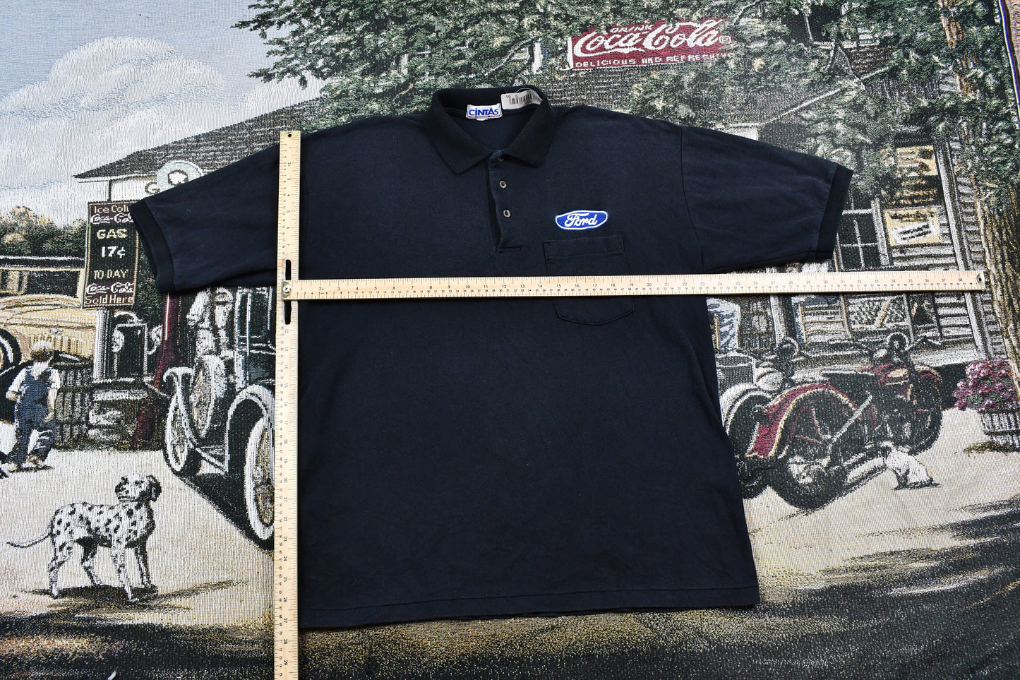 Vintage 1990s Ford Motors Automotive Polo T-Shirt / Quarter Button Up / 90s Casual Sportswear / Golf Shirt / Formal Wear / Cintas