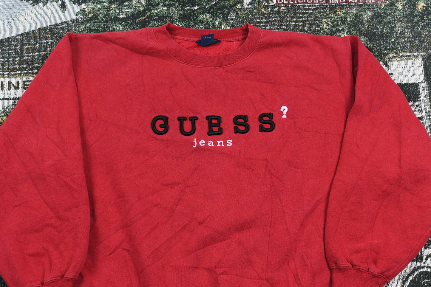 Vintage 1990s Guess Embroidered Crewneck / Guess Jeans / Embroidered Print / Georges Marciano / Pullover Sweatshirt / Made In USA