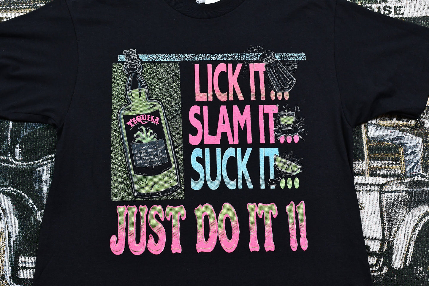 Vintage 1990s Tequila Theme Single Stitch T-Shirt / Just Do It / Funny T Shirt / 80s / 90s / Streetwear / Retro / Made In USA