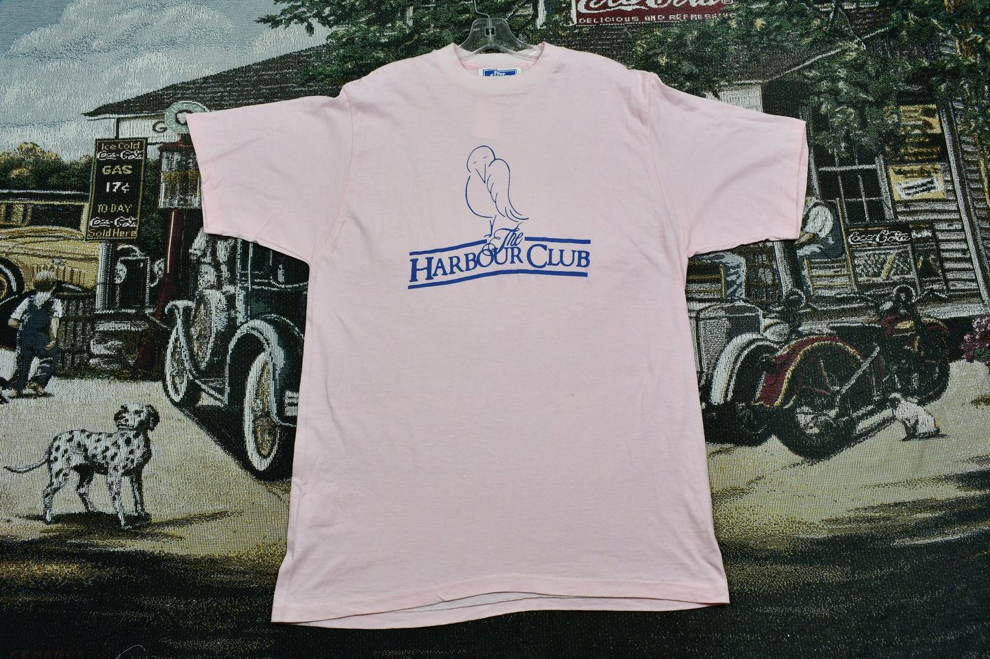 Vintage 1980s The Harbour Club Single Stitch Four Seasons T-Shirt / Pink Bird Boating Graphic / 80s / 90s / Streetwear / Retro Style